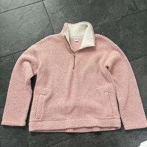 Pink Sherpa Quarter-Zip Jacket